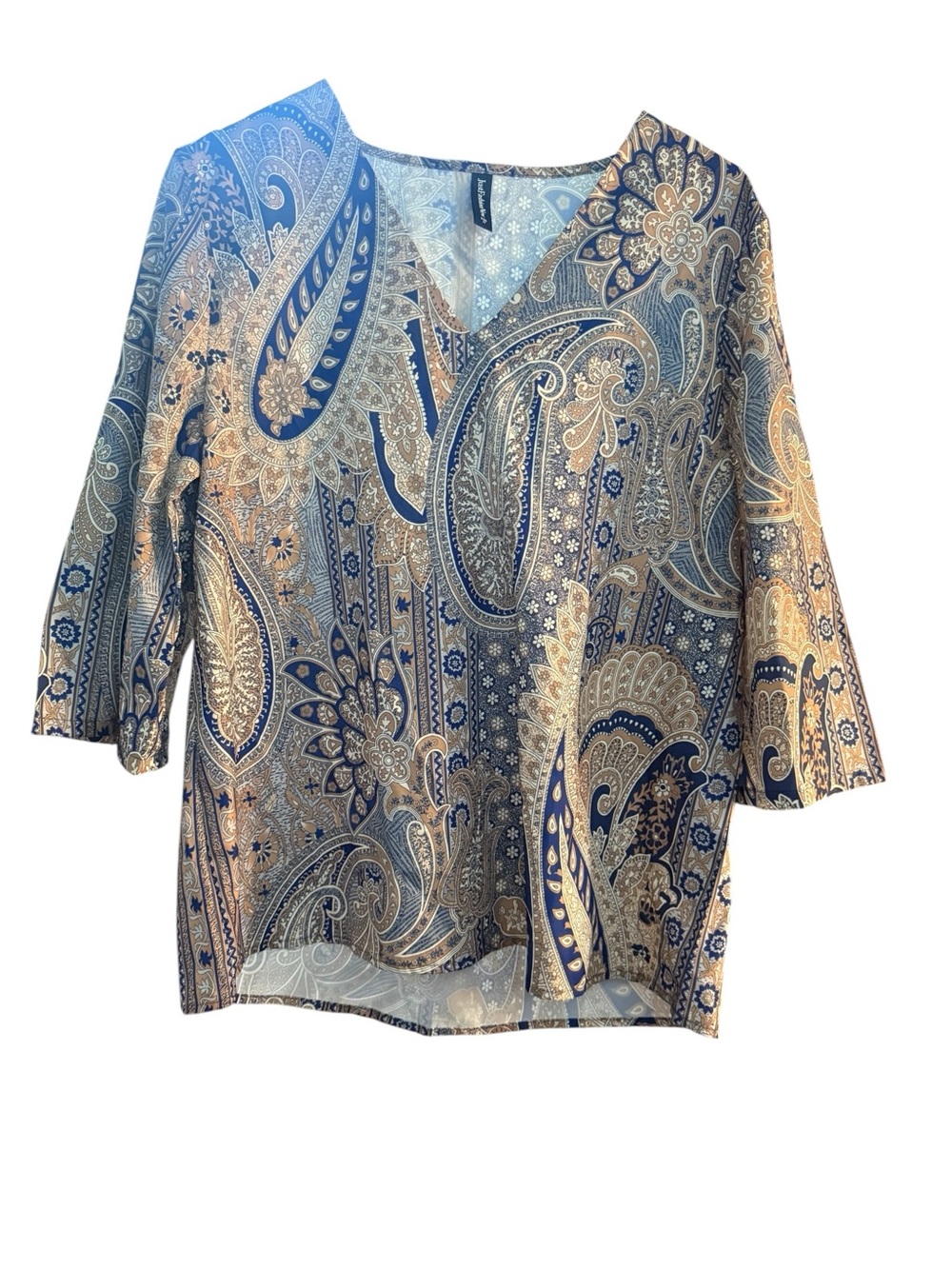 JustFashionNow Paisley V-Neck 3/4 Sleeve Blouse